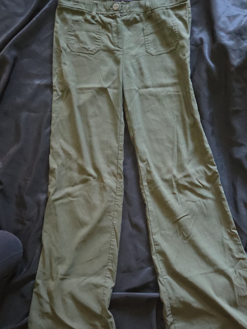 Bershka Olive Green Wide Leg Utility Trousers